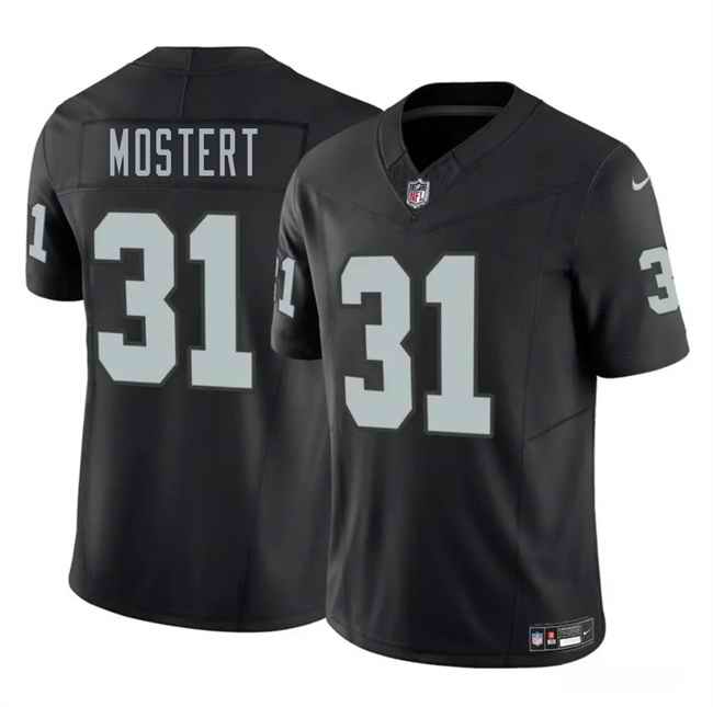 Men's Las Vegas Raiders #31 Raheem Mostert Black 2025 F.U.S.E. Vapor Stitched Football Jersey